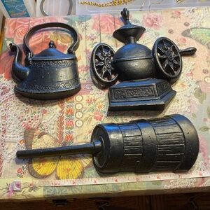 Vintage MCM cast aluminum Sexton wall decor 4 piece set farmhouse countrycore